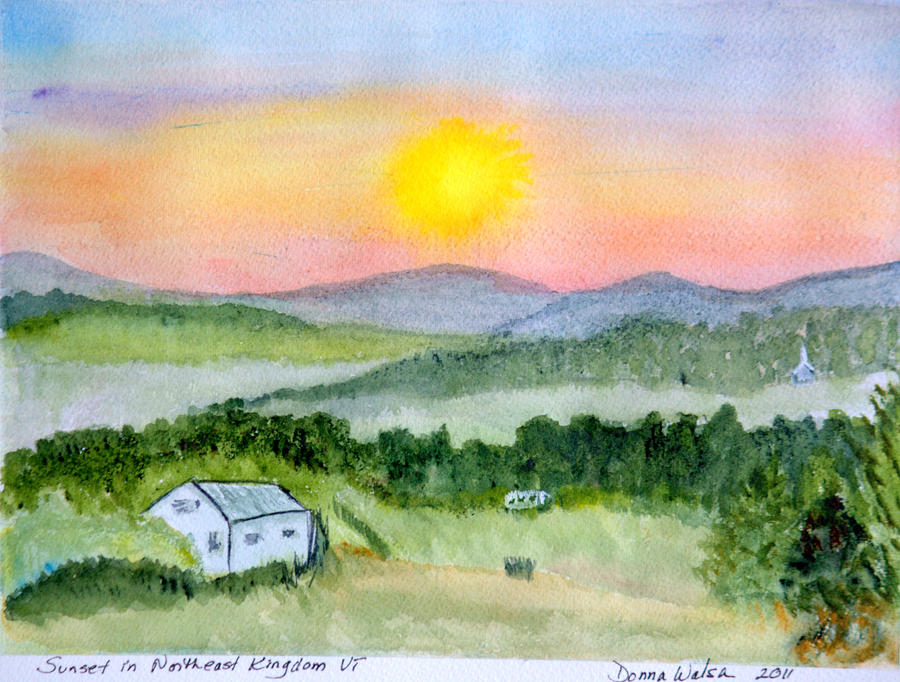 Sunset in North East Kingdom Painting by Donna Walsh