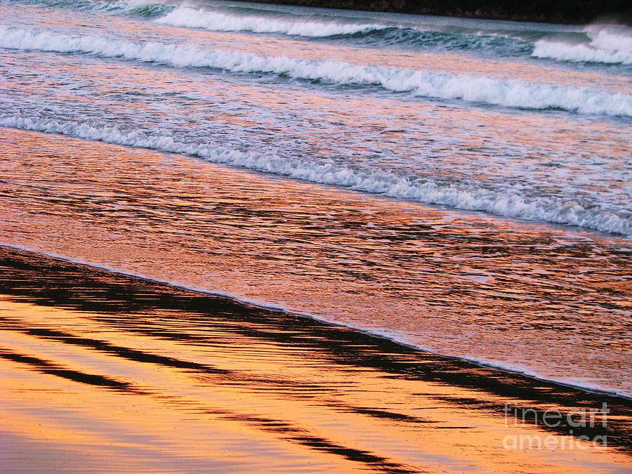 Sunset in Sand and Waves Photograph by Michele Penner