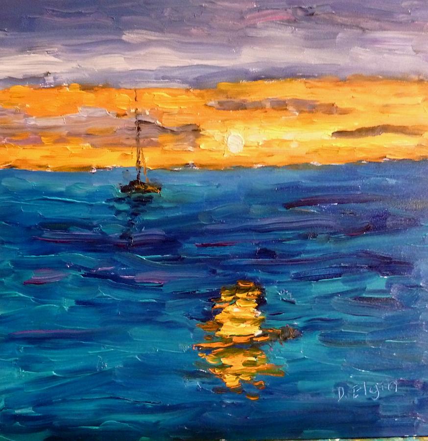 Sunset in St Croix Painting by Diane Elgin - Fine Art America