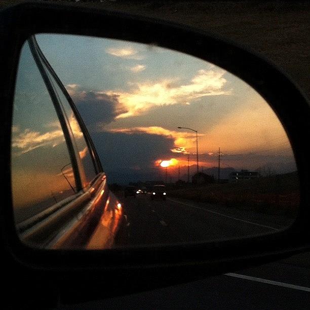 Mountain Photograph - Sunset In The Rear View by Caleb Baker