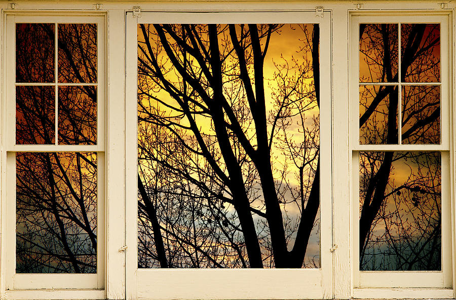 Nature Photograph - Sunset Into The Night Window View by James BO Insogna