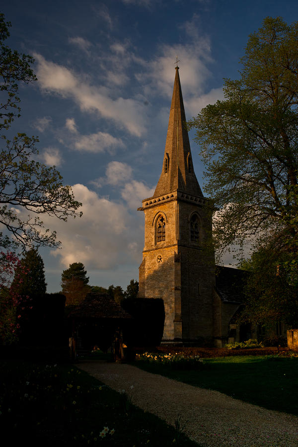 Sunset Lower Slaughter England Church Photograph by Douglas Barnett