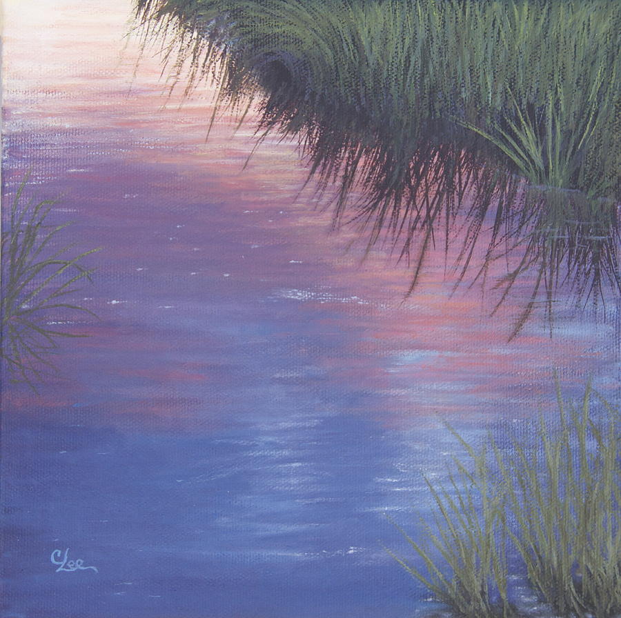 Sunset Painting - Sunset Marsh by Cindy Lee Longhini