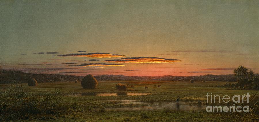 Sunset Painting - Sunset by Martin Johnson Heade by Martin Johnson Heade