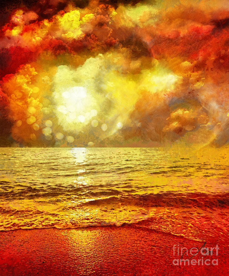 Sunset Painting by Mo T