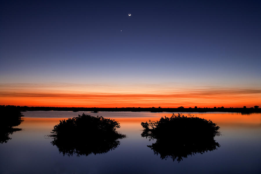 Sunset Moon Venus Photograph by Rich Franco