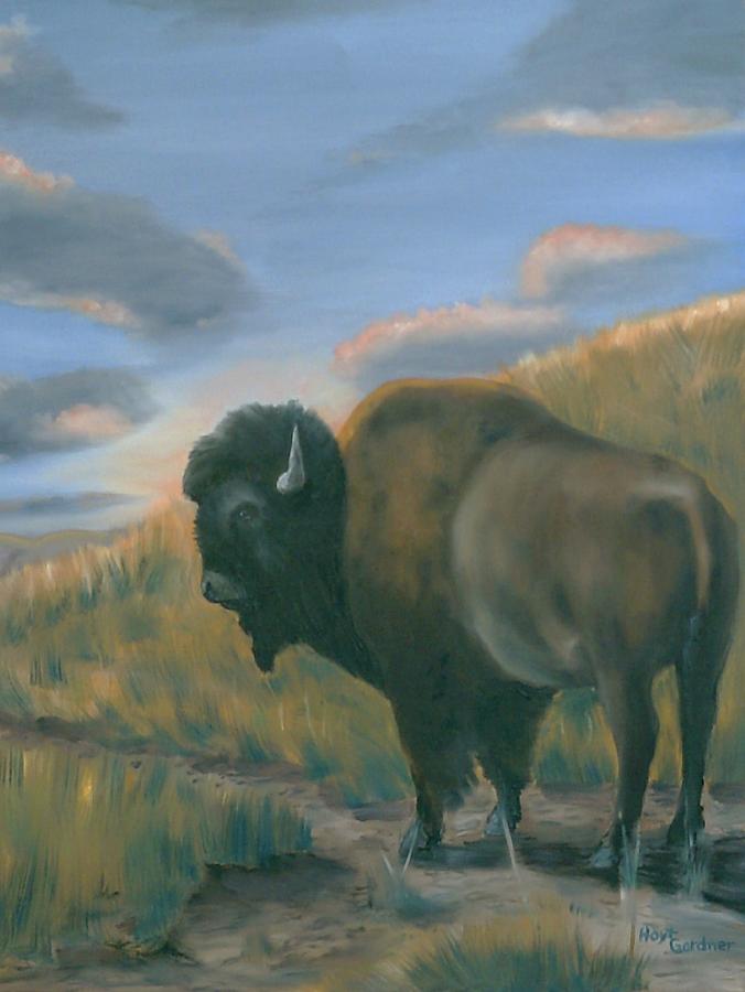 Sunset Of The Buffalo Painting by Hoyt Gardner