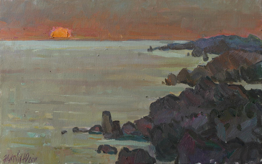 Sunset on Fiolent Painting by Juliya Zhukova