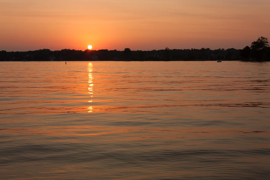 Sunset on Geist Reservoir in Lawrence IN Photograph by Semmick Photo