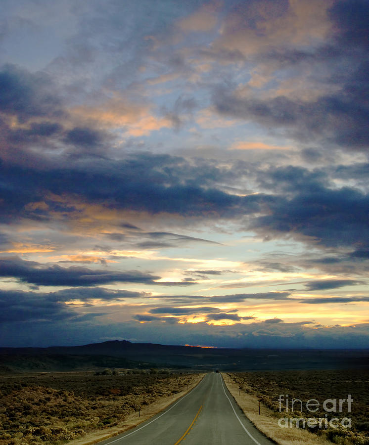 Sunset on Highway in New Mexico Photograph by Jill Battaglia