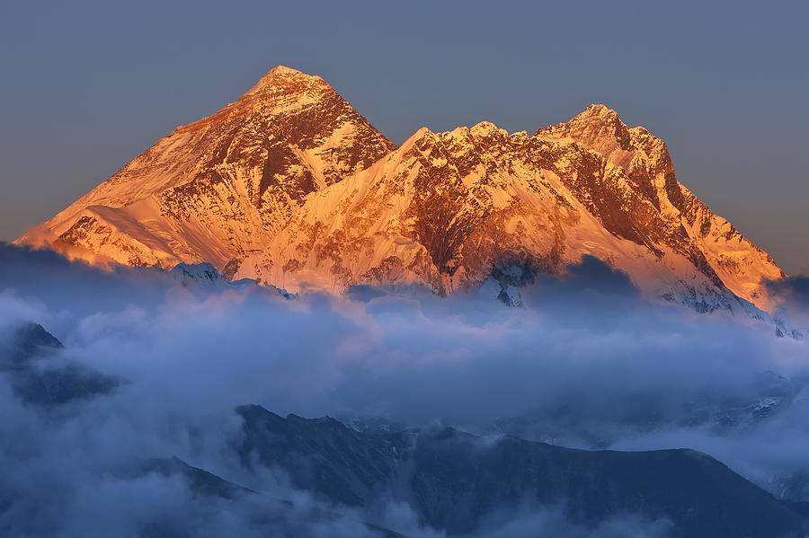 Sunset On Mount Everest Range Photograph by Werner Van Steen