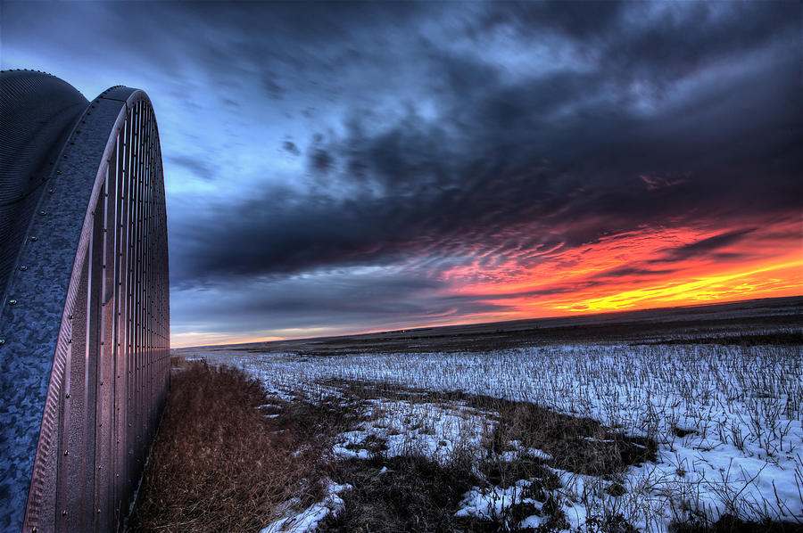 Sunset on Prairie Winter Digital Art by Mark Duffy