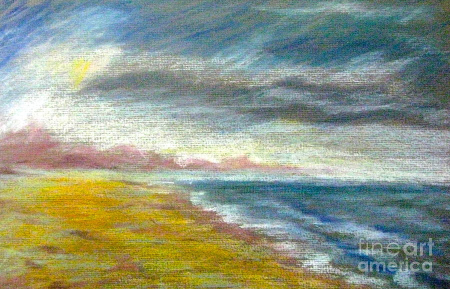 Sunset on St. George Beach Pastel by Gretchen Allen