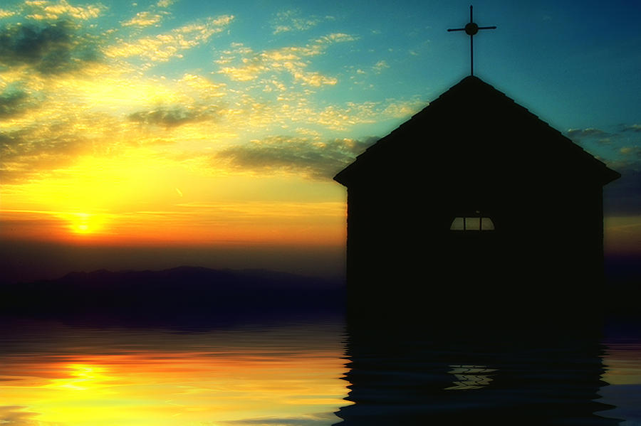 Sunset on the chapel mount - Tramonto sulla cappelletta montana Photograph by Enrico Pelos