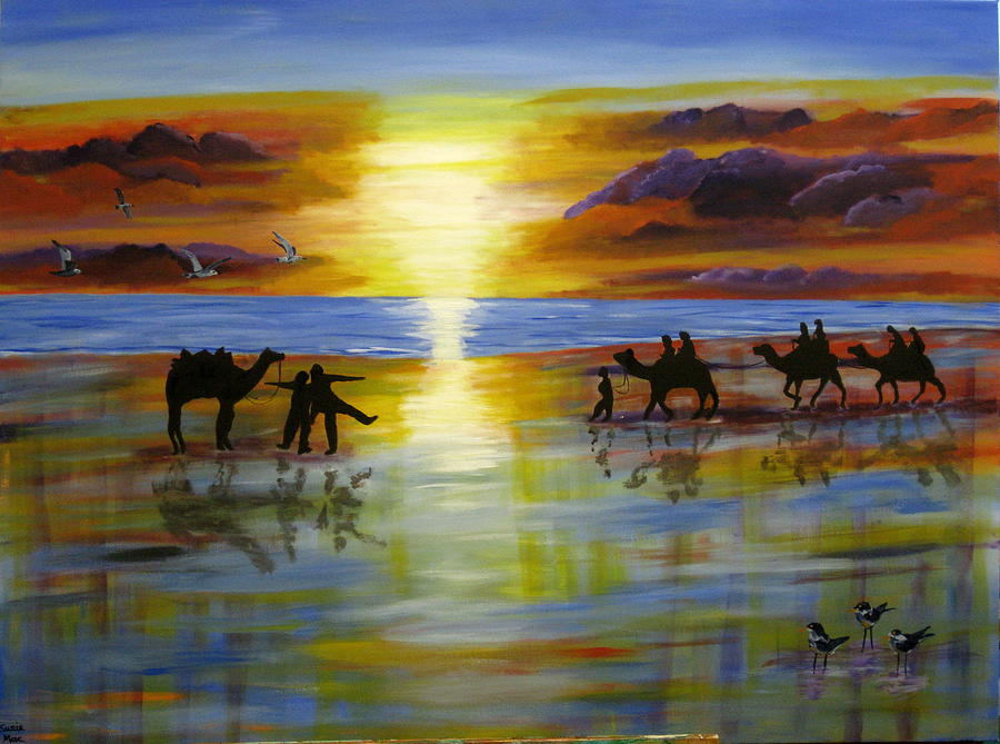 Camel Painting - Sunset on the Top End by Susan McLean Gray