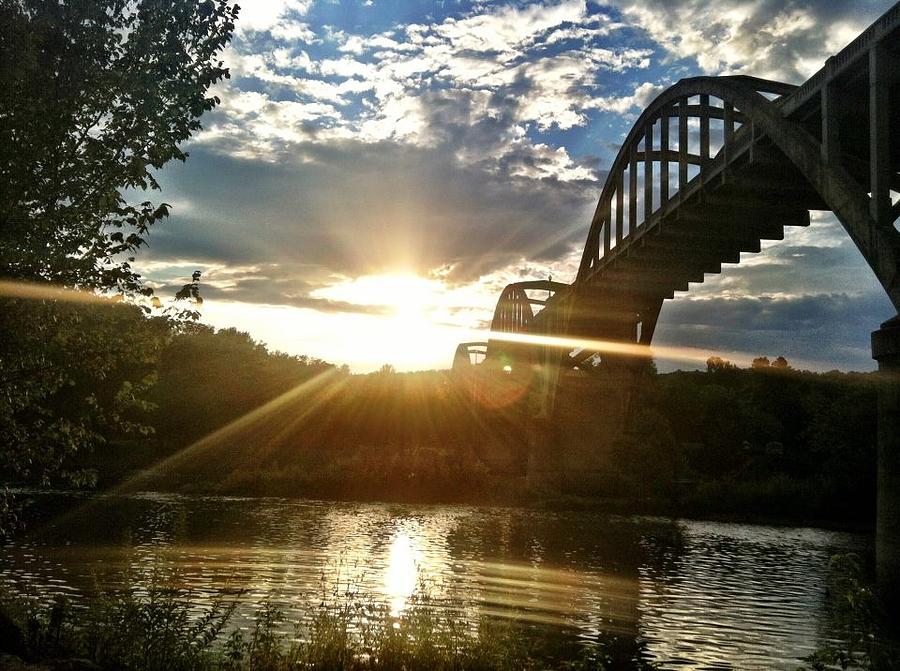 Sunset on the White River in Cotter Arkansas Photograph by Debbie Wray