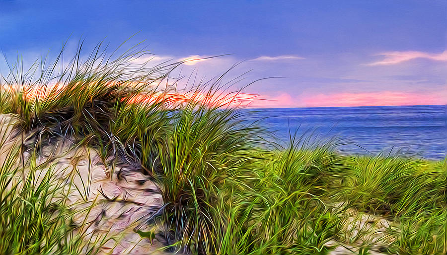 Sunset on Wellfleet Dunes Painting by Tammy Wetzel