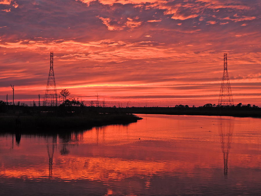 Sunset Photograph - Sunset Over Cape Fear River by Eve Spring