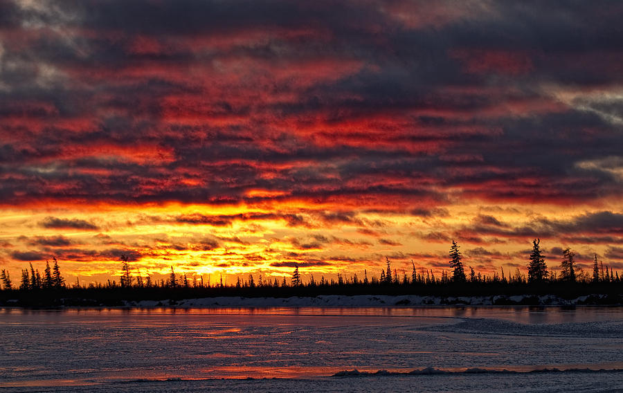 Landmark Photograph - Sunset Over Dymond Lake, Manitoba. Near by Robert Postma