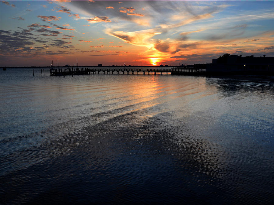 Sunset Photograph - Sunset over Gulfport Casino in Gulfport Florida by Rob Fowler