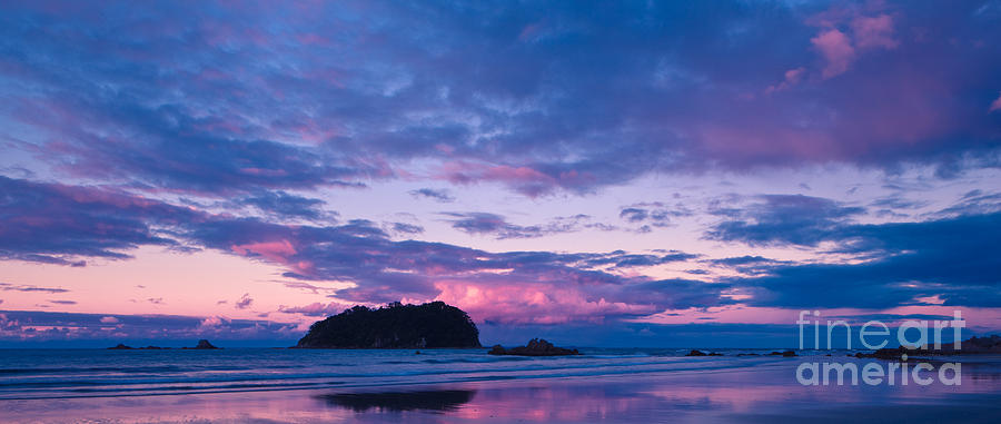 Nature Photograph - Sunset over Motuotau Island by John Buxton