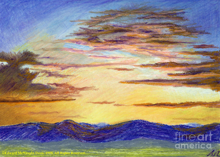 Sunset Mountains Pastel drawing