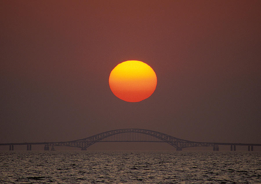 Sunset Over Robert Moses Bridge Photograph by Larry Landolfi