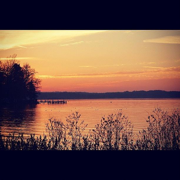 Nature Photograph - #sunset Over The Lake. #sky #skyline by Aran Ackley