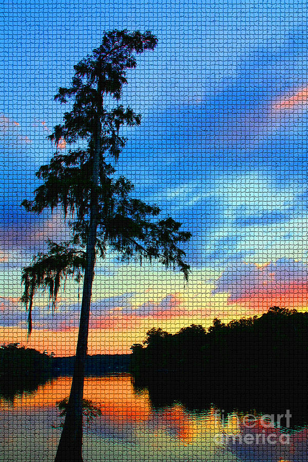 Sunset over the Suwanee mosaic Photograph by Barbara Bowen