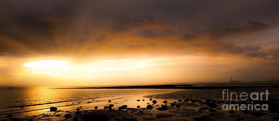 Sunset panoramic sea shore Photograph by Simon Bratt