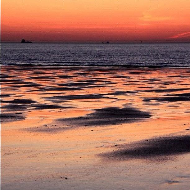 Sunset Photograph - #sunset #reflection #sand #sun #sea by Thierry Matsaert