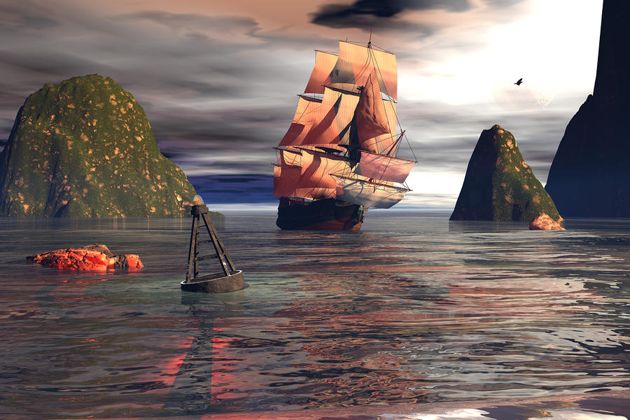 Sunset sail Digital Art by Claude McCoy