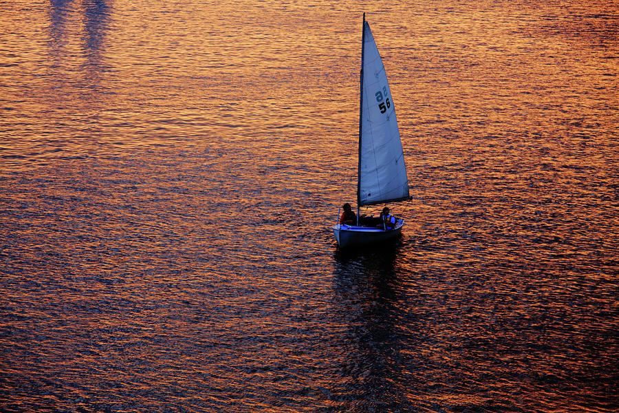 Boston Photograph - Sunset Sailing by Rick Berk