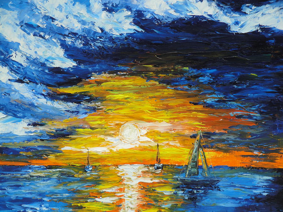 Sunset Painting - Sunset Sails by Charles Vaughn