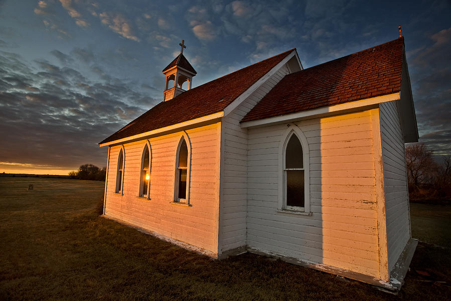 Sunset Saskatchewan Church Digital Art by Mark Duffy