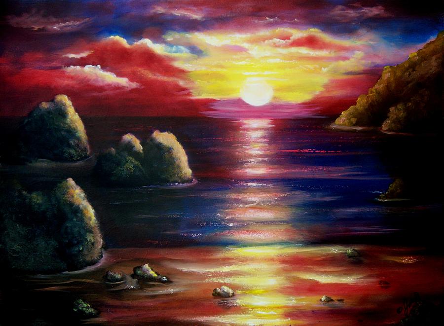Sunset Seascape 2 Painting by Joni McPherson