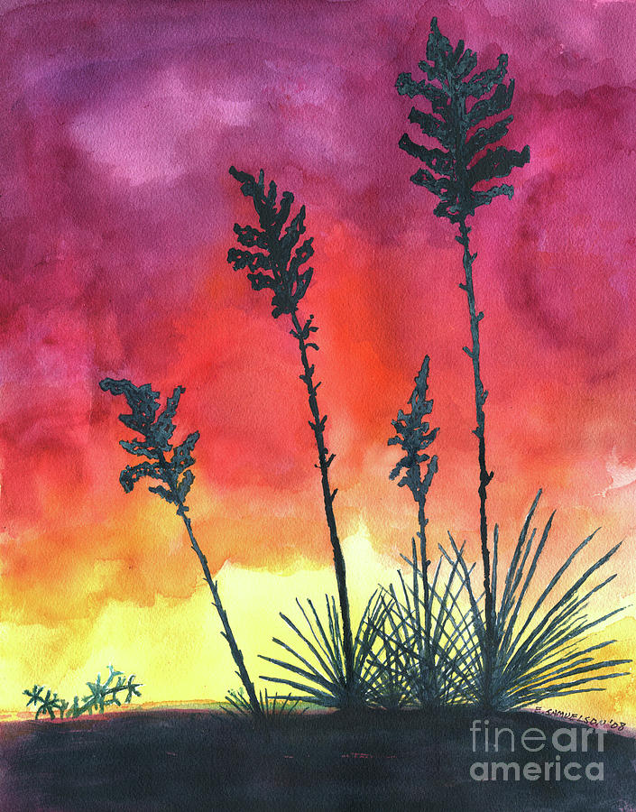 Sunset Silhouette Painting by Eric Samuelson