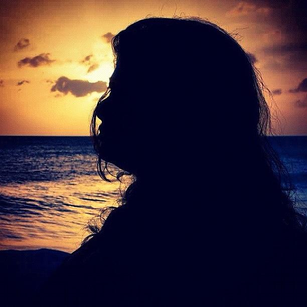 Portrait Photograph - Sunset Silhouette #island #aruba by Michael Loughran