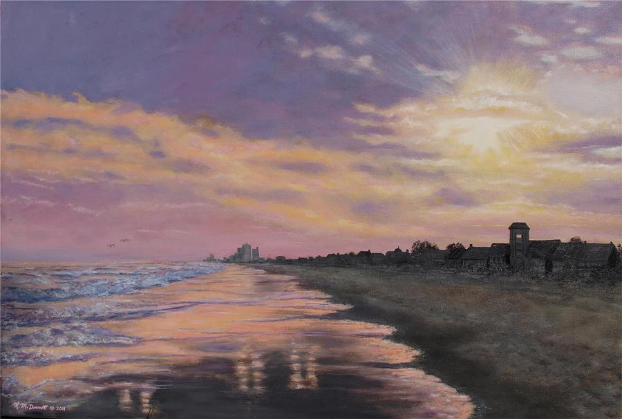 Sunset Surf Reflections Painting by Kathleen McDermott