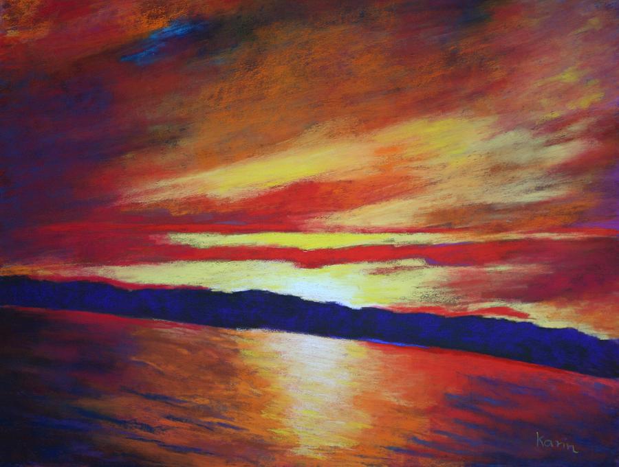 Sunset viewed from a Boat Painting by Karin Eisermann