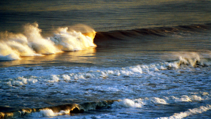 Sunset Wave Rockaway Beach NYC Photograph by Maureen E Ritter