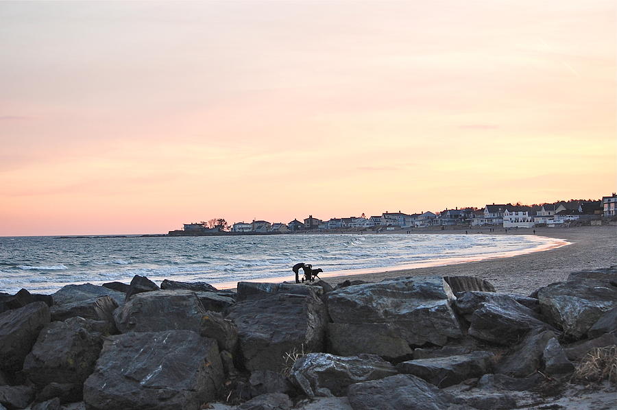 Sunset Winter Beach Walk Photograph by Mary McAvoy