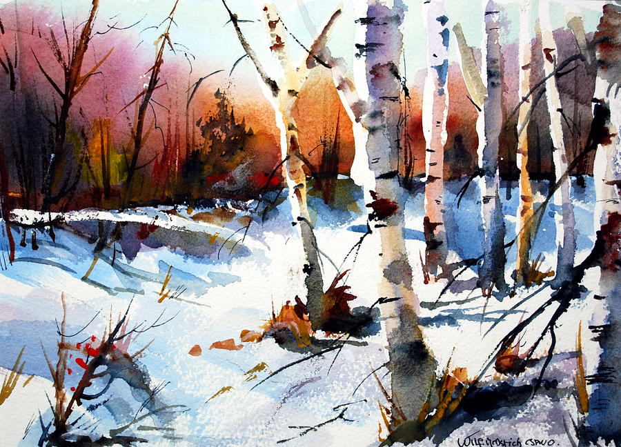 Sunshine and Birch Painting by Wilfred McOstrich
