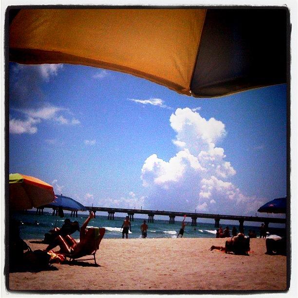 Beach Photograph - #sunshine #beach #umbrella #relaxing by Emily W