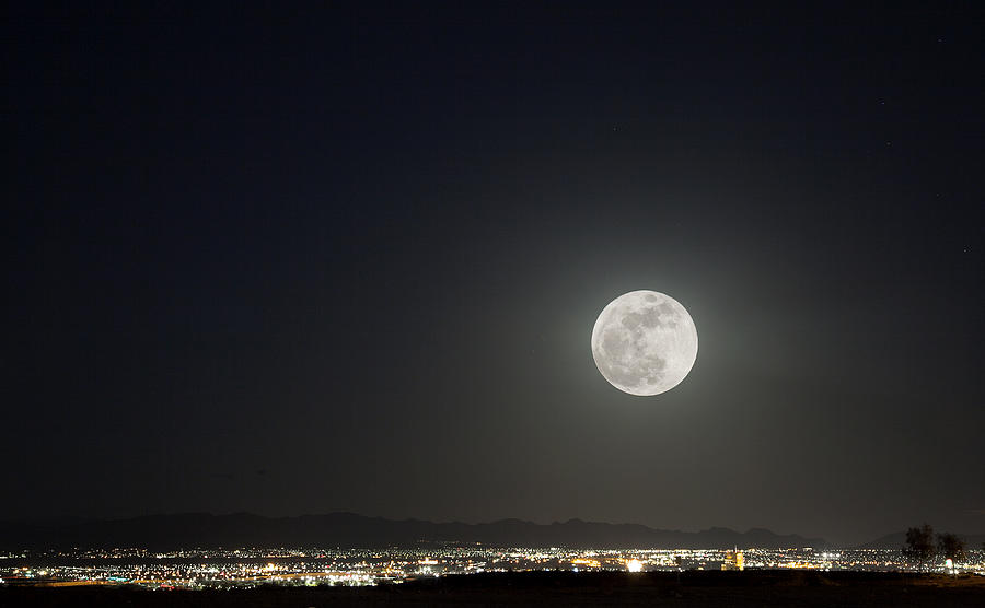 Super Moon over SE Vegas Photograph by David Foster