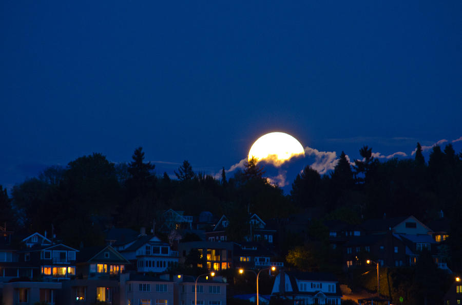 Seattle Photograph - Super Moon Rising by Tikvahs Hope