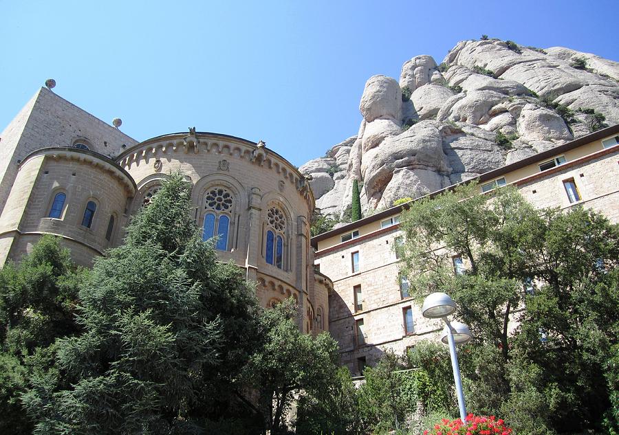 Superb Montserrat Architecture Building Up on the Mountain in Spain Near Barcelona Photograph by John Shiron