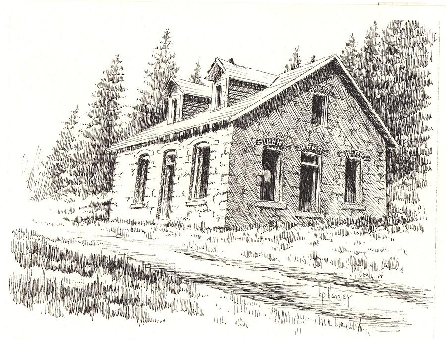 Superintendents House Granite Ghost Town Montana Drawing by Kevin Heaney