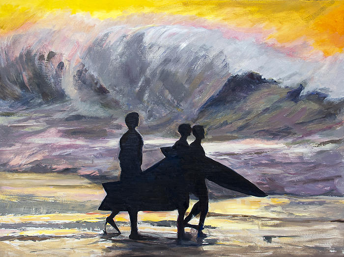 Surf Riders Painting by Joyce Snyder