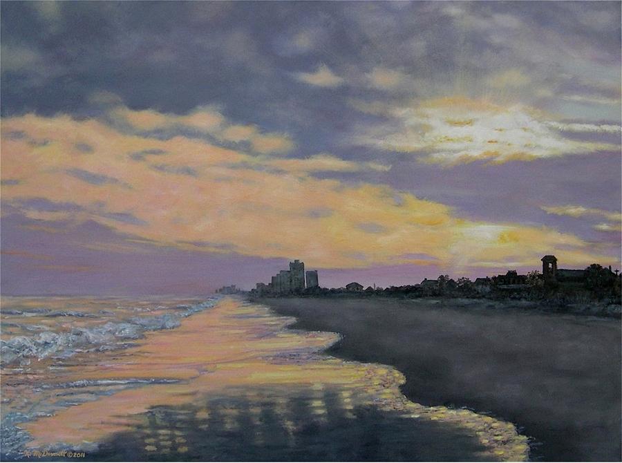 Surf Sunset Reflections Painting by Kathleen McDermott